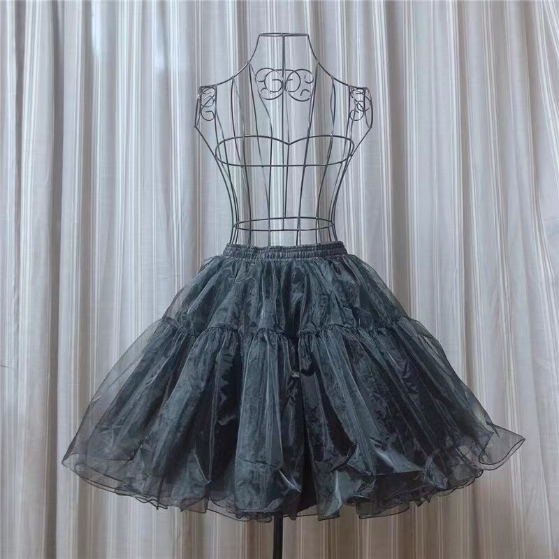 M-XL rok Lolita lembut tanpa tulang, Aksesori gaun kanopi benang lembut untuk anak perempuan Jepang 5 lapis 35/40CM