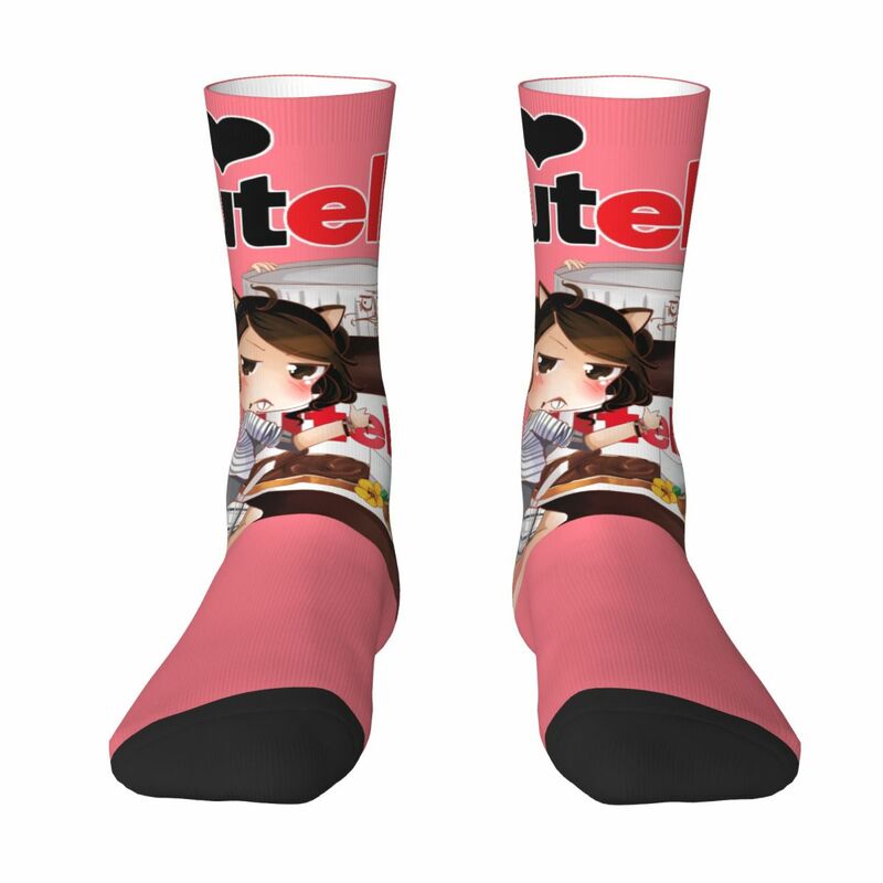 Уютные носки унисекс с мультяшным рисунком Foods Nutella, интересные носки для бега, четыре сезона