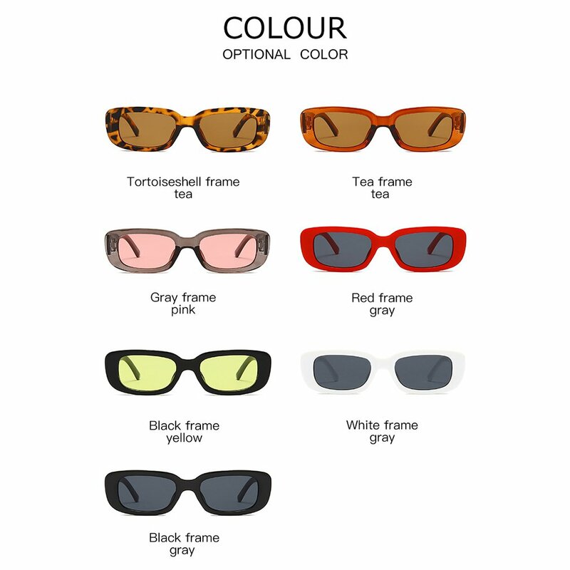1Pcs แฟชั่น Vintage แว่นตากันแดดผู้หญิง Retro สี่เหลี่ยมผืนผ้าดวงอาทิตย์แว่นตาหญิง Ins ยอดนิยมที่มีสีสันแว่นตาทั่วโลกขายส่ง