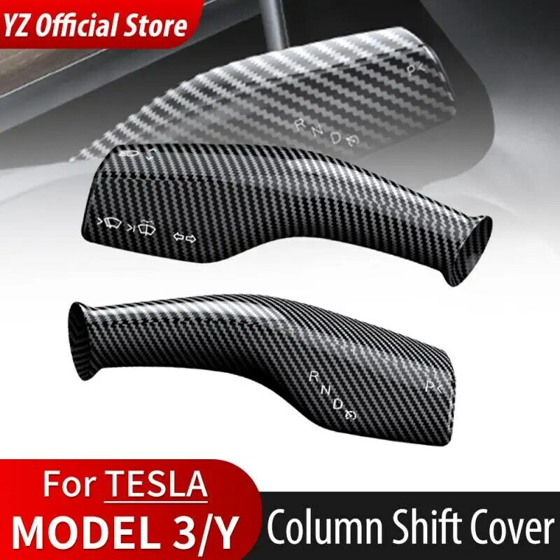 Carbon Fiber Steering Wheel Whift Protection Cover For Model 3 Y ABS Car Column Knob Cover Decor For