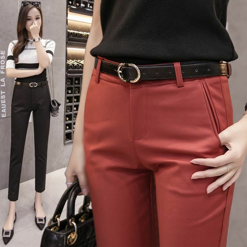 Новинка весна-осень 2023 женские корейские винтажные прямые Костюмные брюки с высокой талией Модные Повседневные Женские однотонные тонкие длинные брюки Топы S21