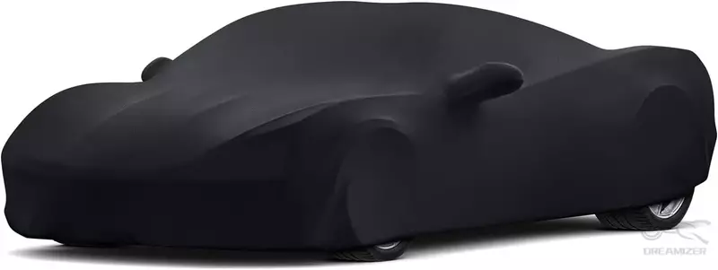 Penutup mobil dalam ruangan, pelindung luar ruangan tahan debu Satin untuk Chevrolet Corvette C8 2020-2023 untuk garasi bawah tanah hitam