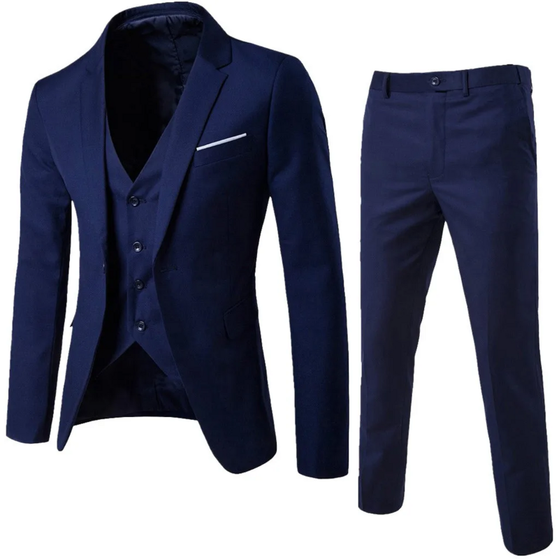 Man's 3-Piece Suit Set Party Business Wedding Jacket+Vest+Pants Sets Suit Blazer Casual Button Pants For Mens