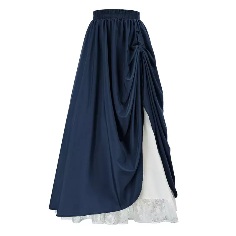 Demi-jupe en dentelle de la Renaissance victorienne double pour femme, jupe drapée plissée, jupe Renaissance vintage, document solide, 2024