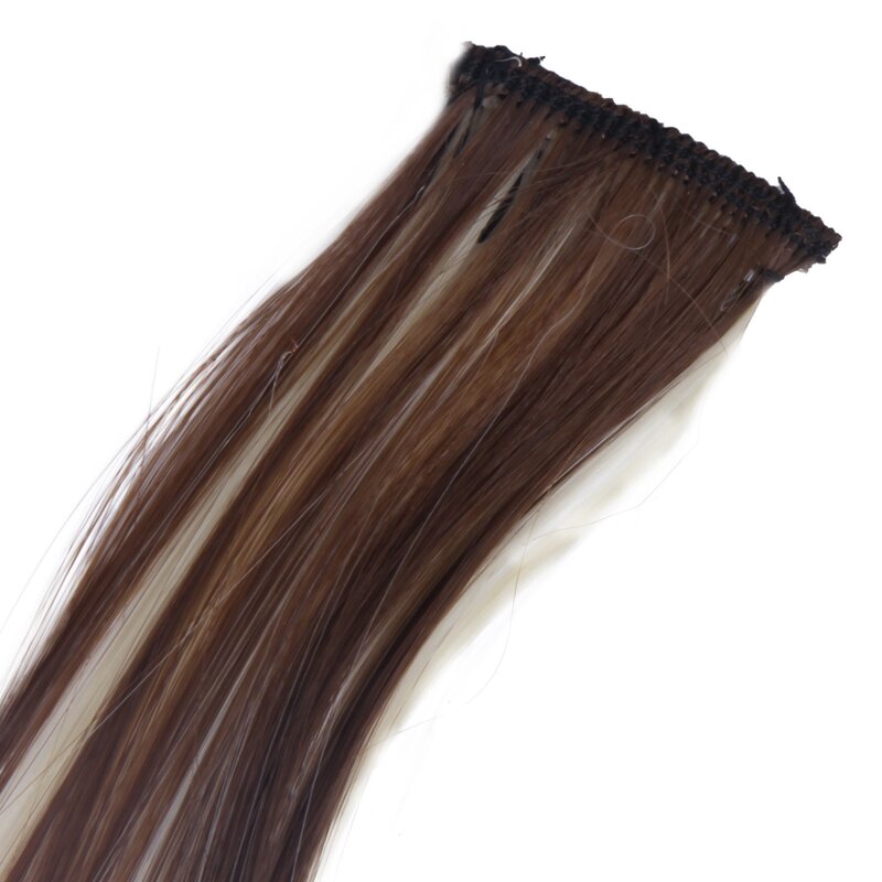 Ekstensi rambut klip wanita, ekstensi rambut klip wanita 7 buah 70g 20 inci Camel-coklat + emas-coklat