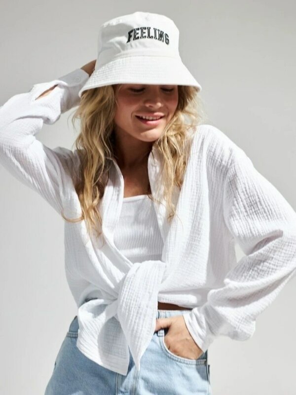 Suninbox 2023 camicie da donna primavera estate 100% cotone Office Lady camicie Casual oversize in Crepe camicetta allentata a maniche lunghe bianca
