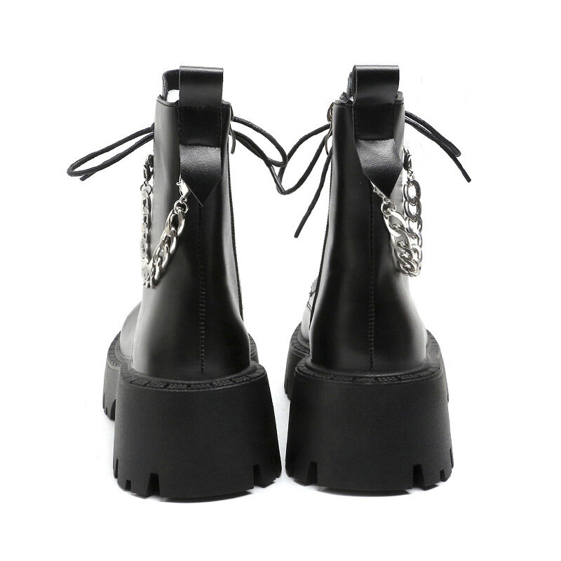 Женская обувь 2023 высококачественные женские ботинки с перекрестной шнуровкой модные повседневные ботинки с цепочкой женские ботильоны с боковой молнией