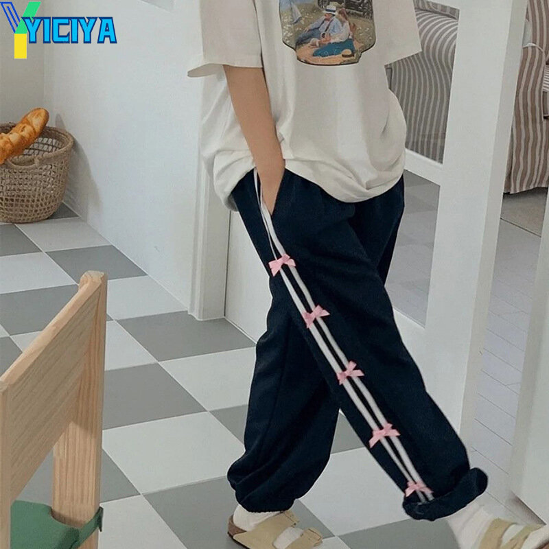 YICIYA y2k style Bow knot Pants PROSTE Spodnie dresowe damskie pełnej długości workowate spodnie Nowe stroje spodnie casual 2024 90s