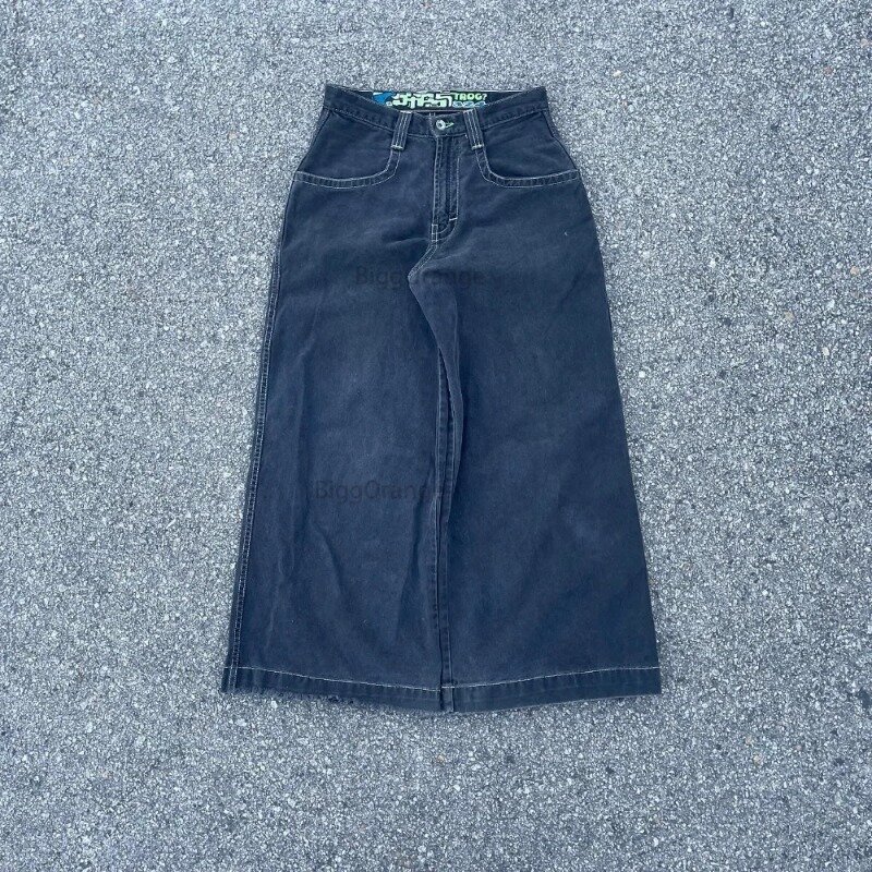 American Vintage Y2K Jeans Large Pockets Oversized Pants Streetwear Hip Hop Letter Pattern Loose Jeans Men Women Pants