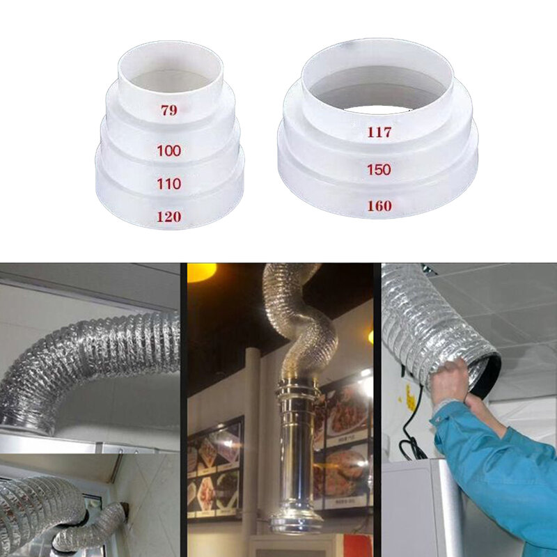 Fan Pipe Duct Multi Reducer Extractor Fan Pipe Connector White 80-160mm For Exhaust Fan Ventilation Duct Pipe Hose Adapter