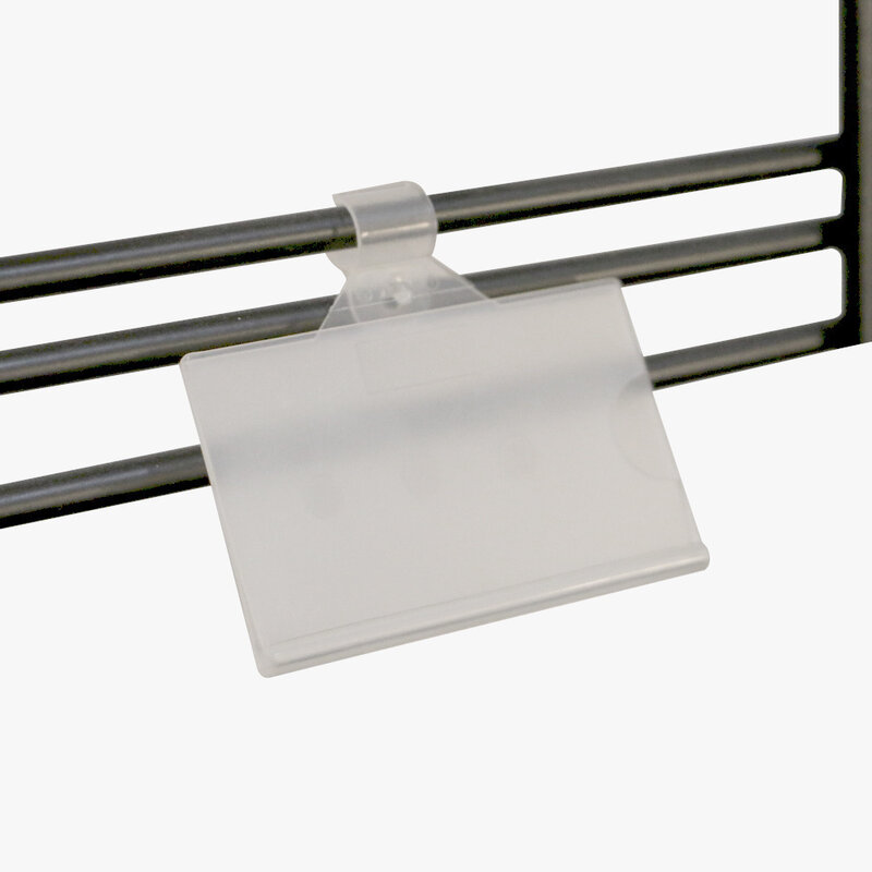 Plastic Wire Shelf Label Holder, Sign And Ticket Holder, Easy Clip Design With Tight Snap Lock Closure
