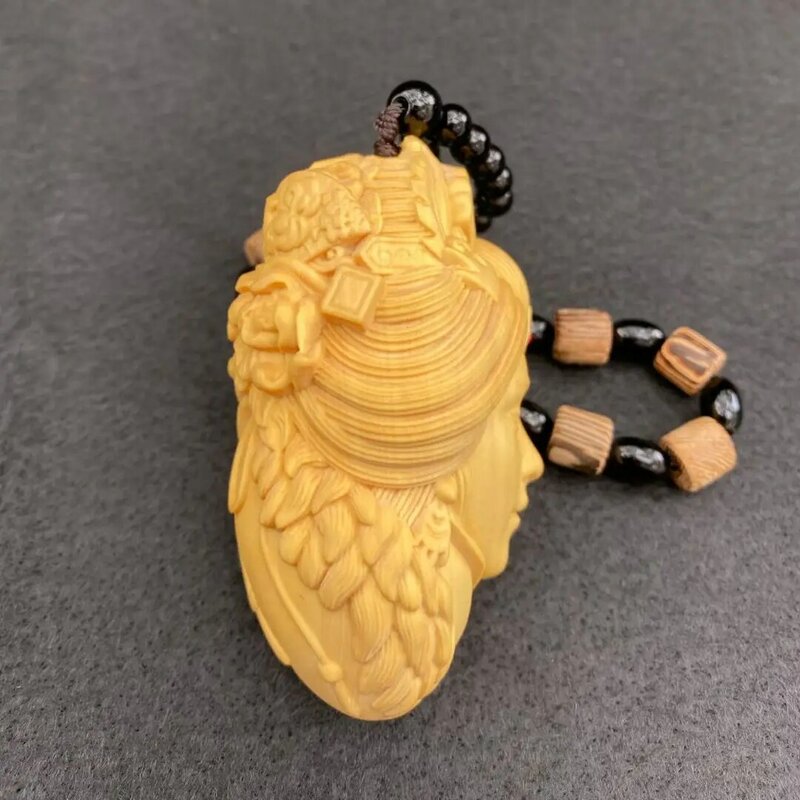 UMQ Boxwood Carving Dreams Back to Tang Dynasty Handle Classical Beauty Character Solid Wood Portable WenPlay Pendant Bag Charms