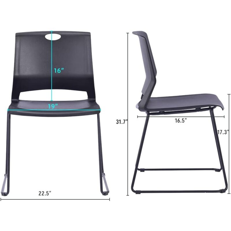 Krzesła do układania w stosy krzesło do poczekalni sala konferencyjna krzesłach-czarne (zestaw 4) meble biurowe krzeseł