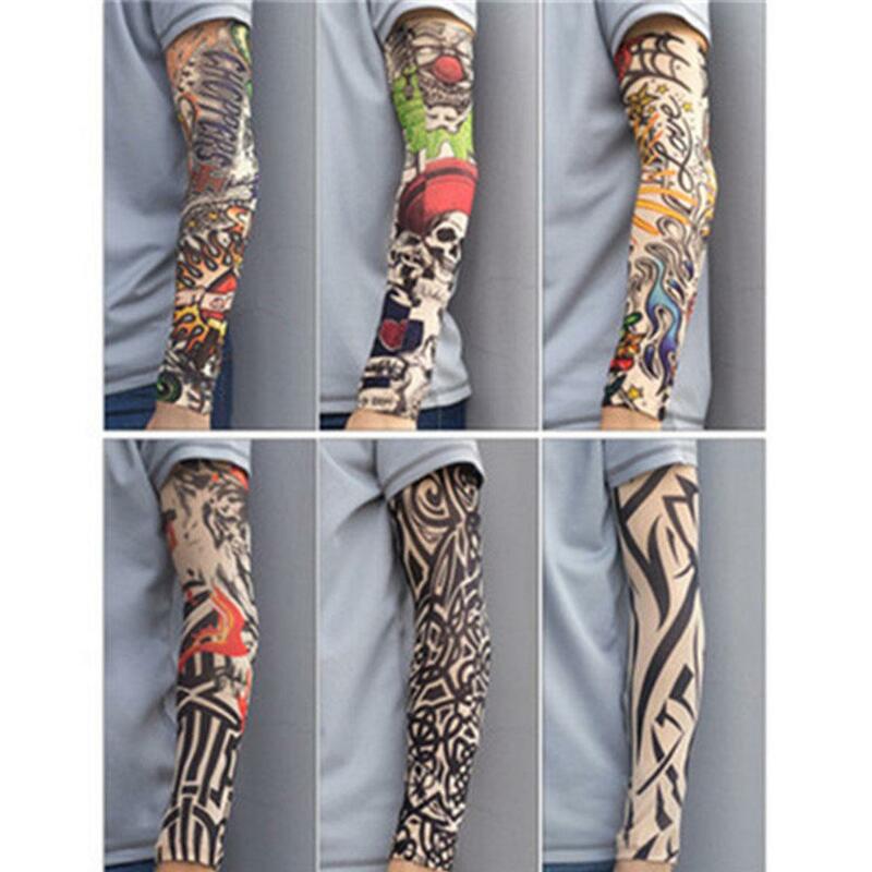 Stretch Nylon Sleeves Halloween Tattoo Props Uv Sun Protection Cooling Outdoor Sports Horseback Riding
