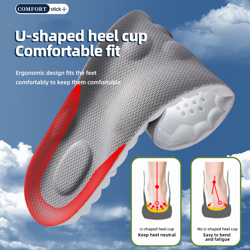 1 paio di scarpe da massaggio 4D solette soletta sportiva Super morbida per piedi cestino da corsa suola per scarpe supporto per arco inserti ortopedici Unisex