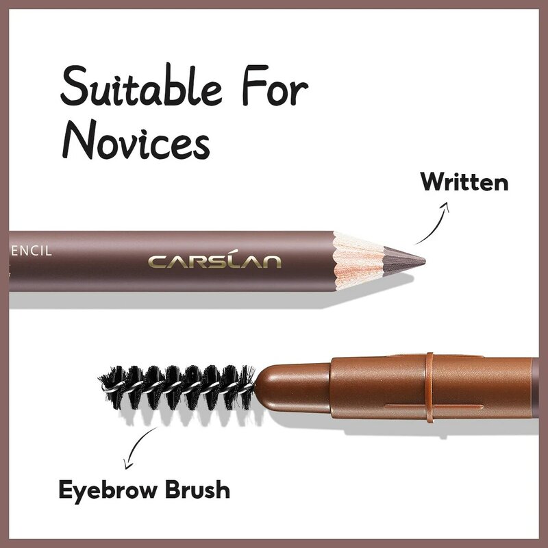 CARSLAN Natural Waterproof Long Lasting Eyebrow Pencil With Eyebrow Brush Sweatproof Eyebrow Tattoo Enhancer Dye Tint Pen Makeup