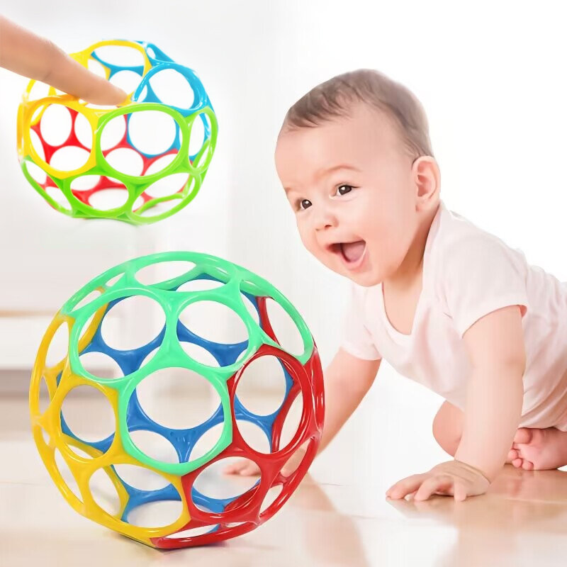 Bebê chocalhos brinquedos educativos, segurando buracos bolas para berços recém-nascidos, Sinos de segurança suave, bebê Speelgoed
