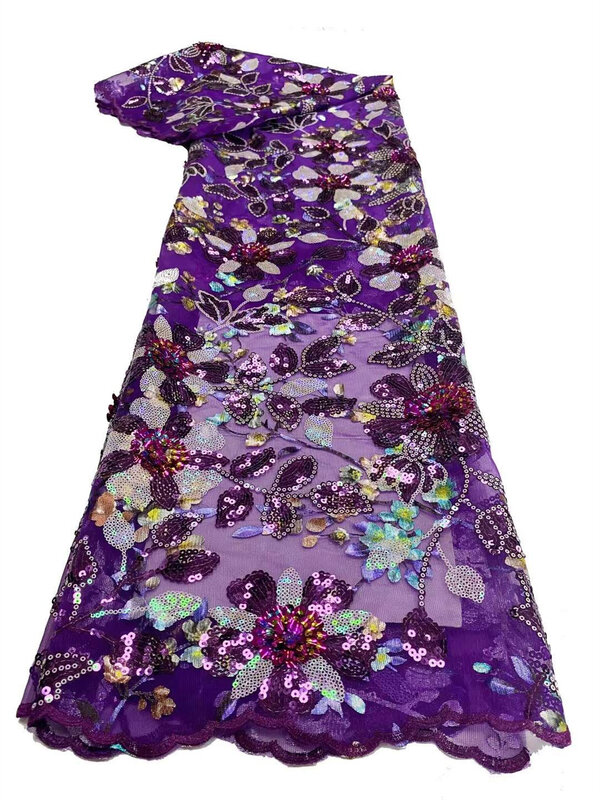 Африканская кружевная ткань 2024, Высококачественная нигерийская бархатная флокированная ткань, Золотая кружевная ткань, 5 ярдов, свадебные платья для женщин