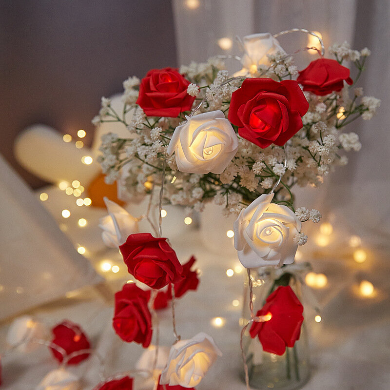 1.5m 10leds Rose String Lights rosso/rosa/bianco Rose Fairy Light String Home Garden Decor san valentino decorazioni fai da te forniture per matrimoni
