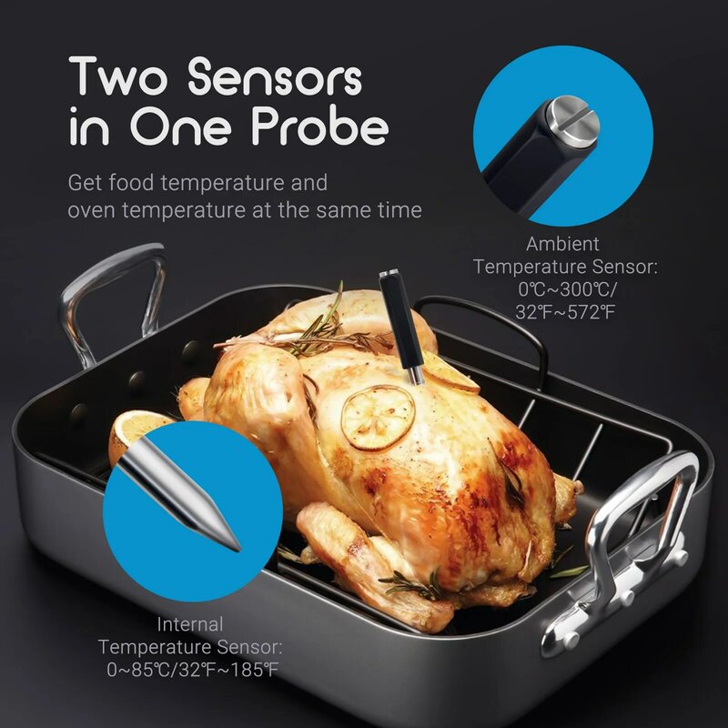 Tempwise termometer daging pintar tanpa kabel, IP67, termometer daging pintar dengan kontrol aplikasi untuk BBQ Oven panggang dapur, TNT-11-B pemanggang roti