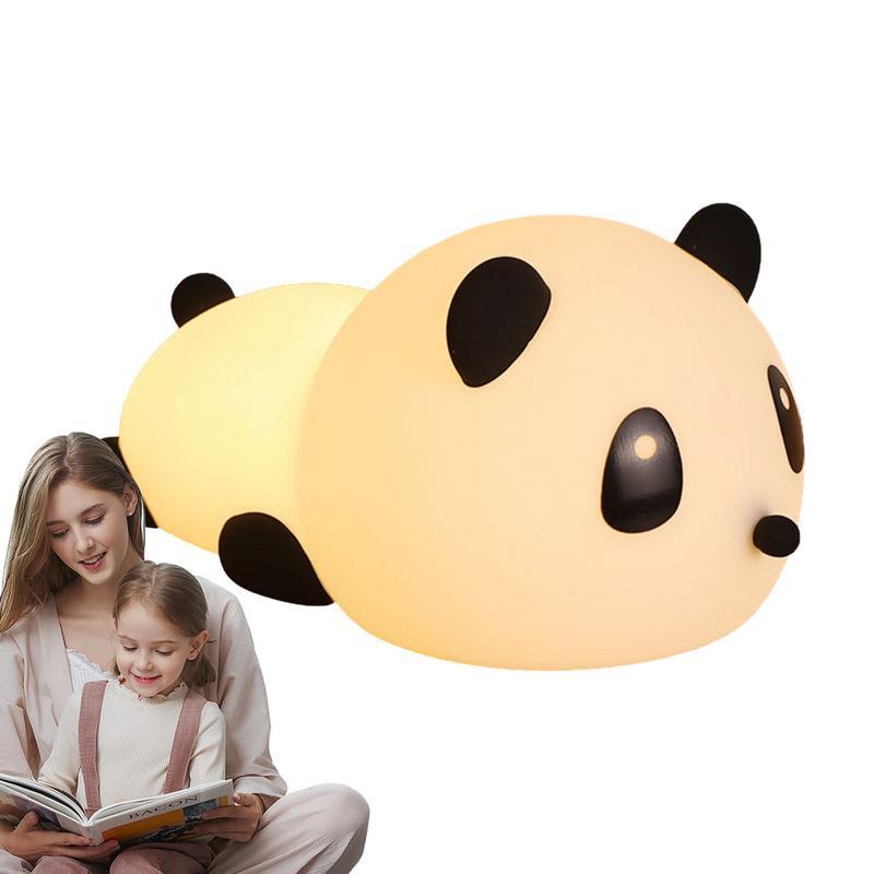 Lâmpada recarregável Panda Pat, Lâmpada de silicone com desenho animado Panda Design, Ornamentos de mesa para sala de estar