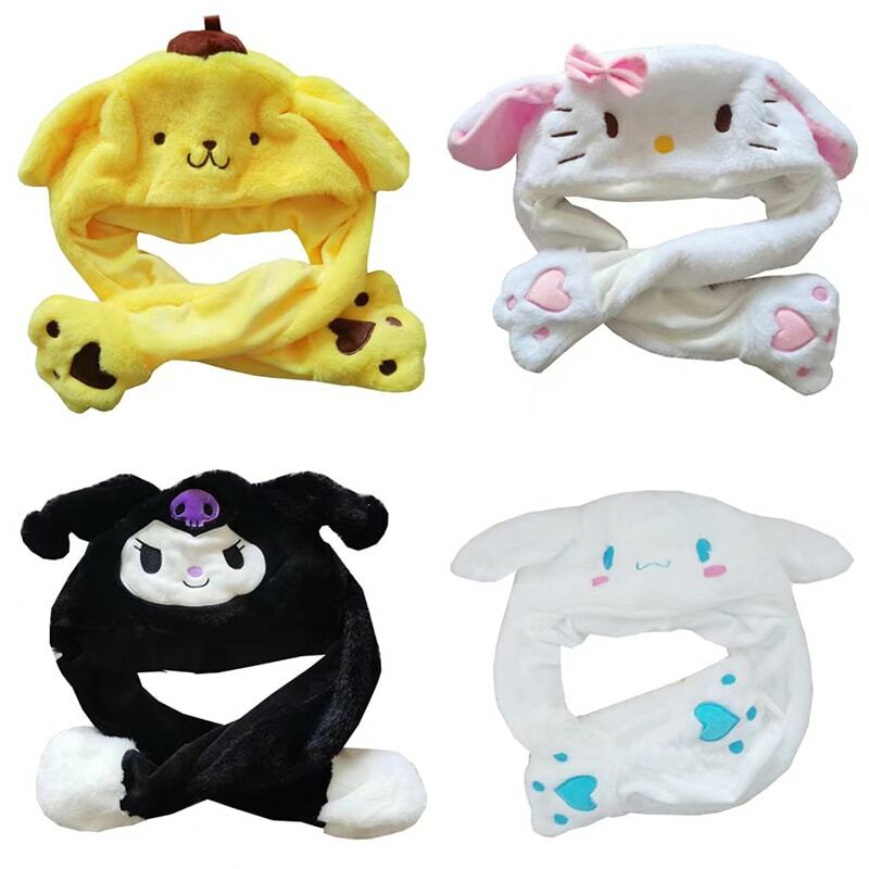 Kuromi Kitty Cinnamoroll Ear Moving Hat, Kawaii Bunny Ear Hat, Cute Anime Cosplay Party, Funny Plush Cartoon, Jumping up Hat, novedad