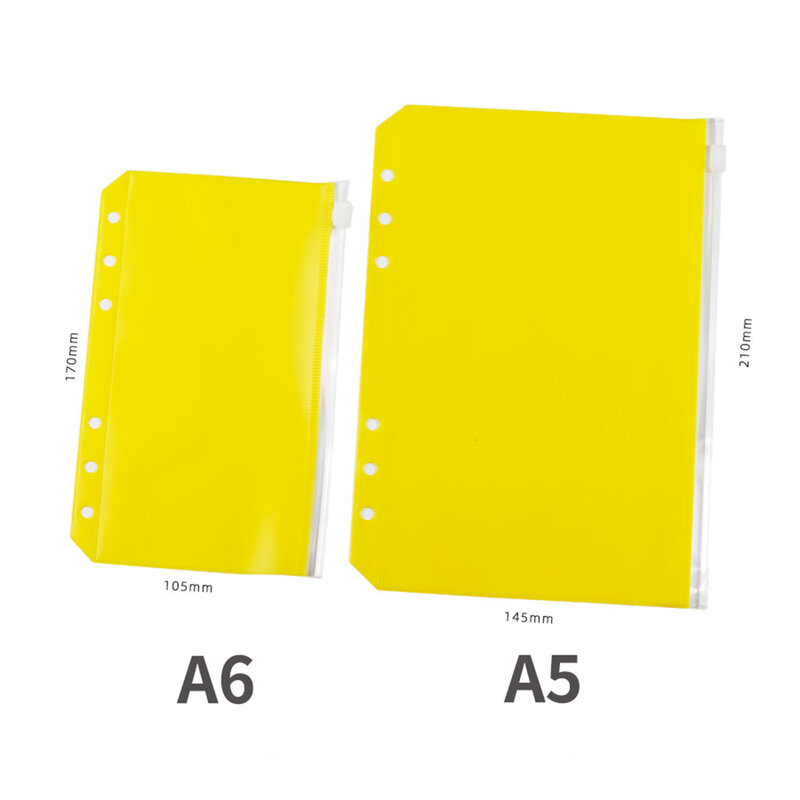 A5/A6 Binder กระเป๋า PVC Binder หลวมกระเป๋าสีสันซิปโฟลเดอร์6-Ring โน้ตบุ๊ค Binder Pouch การจัดเก็บเอกสารกระเป๋า