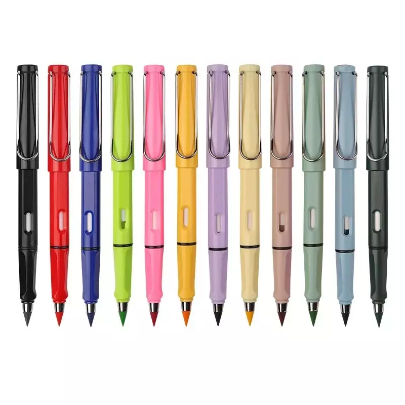 Perlengkapan sekolah isi ulang alat tulis, 12/36 buah pensil Eternal 12 warna dapat diganti tanpa tinta HB
