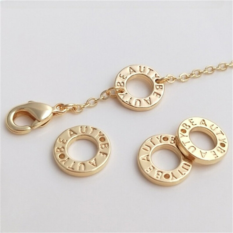 14K Gouden Envelop Letter Donut Dubbel Gat Ring Accessoires Diy Armband Sieraden Aansluiting Hanger Handgemaakte Materialen K174