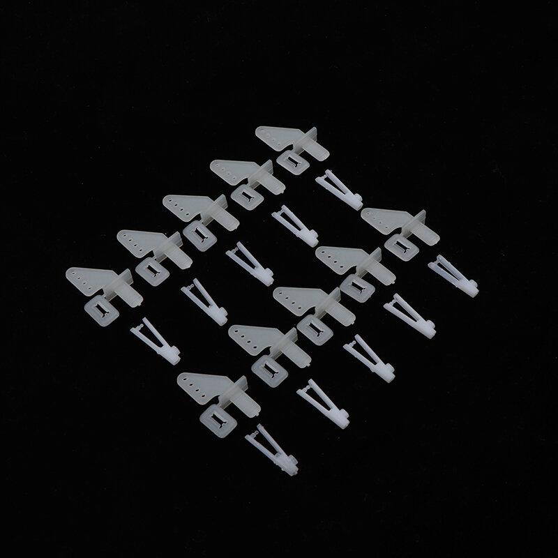 10Sets Medium Lock On Nylon Control Horn And Clevis Set Rudder Servo Ailerons Elevators For RC Fixed Wing Airplane Parts