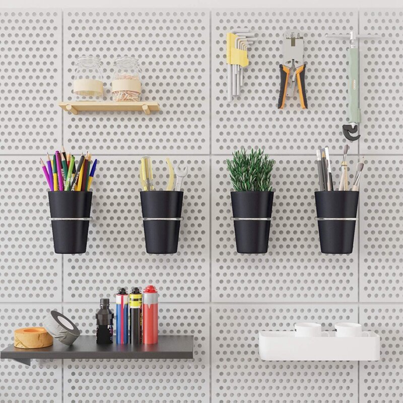 6 Sets Pegboard Hooks With Pegboard Cups Ring Style Pegboard Bins With Rings Pegboard Cup Holder Accessories