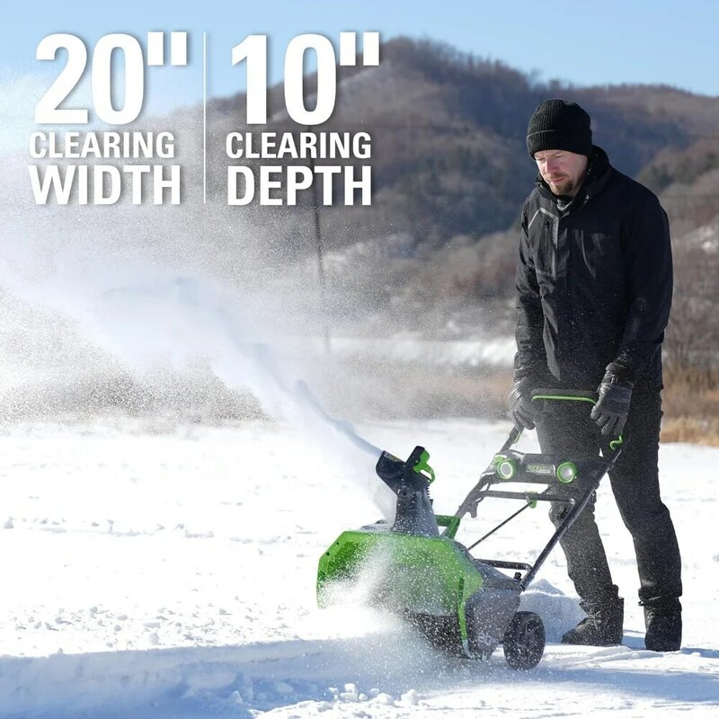 Greenworks 40V (75+ Compatible Tools) 20” Brushless Cordless Snow Blower, Tool Only, Green