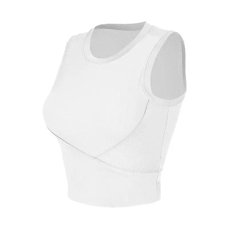 Rib Running Vest Women's Summer Yoga Clothes With Chest Pad Top Sleeveless Beauty Back Fitness Underwear