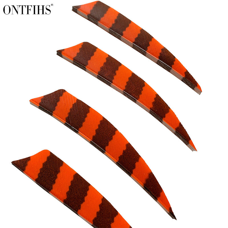 ONTFIHS-plumas de pavo para caza, 24 piezas, 2,5 pulgadas, escudo, raya, flecha, corte, flechas, tiro con arco, bricolaje