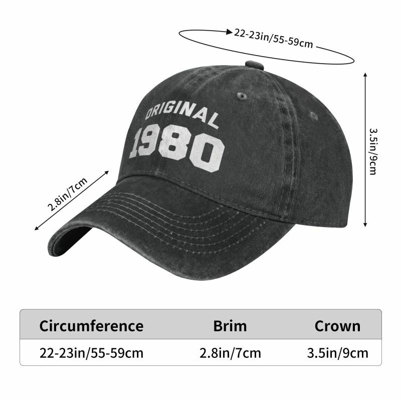 Classic Cotton Original Born In 1980 Funny Birthday Gift Baseball Cap for Women Men Breathable Dad Hat Performance