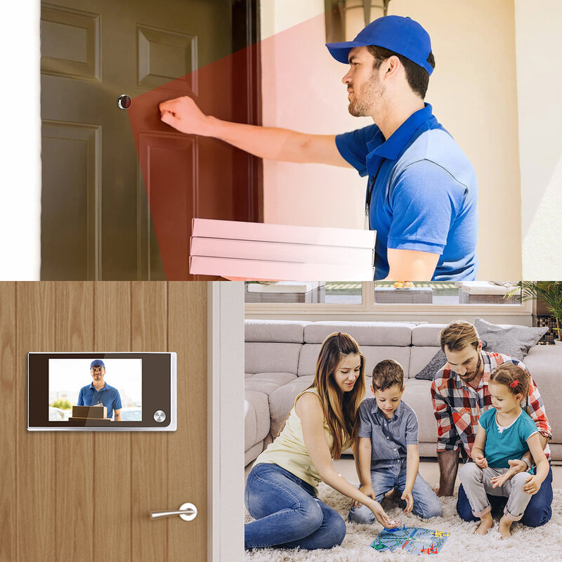 3.5 inch Peephole Digital Doorbell Camera 120 Degree Angle Peephole Viewer Smart Home Outdoor Cat Eye Visual Doorbell