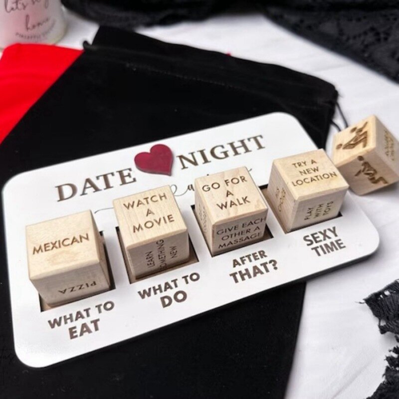 Juego de dados con fecha y noche para parejas casadas, dados con fecha y noche, edición oscura, fácil de usar