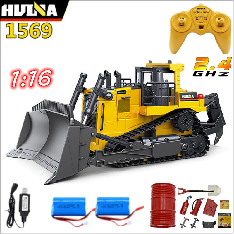 Huina 1569 rcブルドーザー1:16 8chリモートコントロールトラックおもちゃラジオエンジニアリング車子供用車趣味ギフト