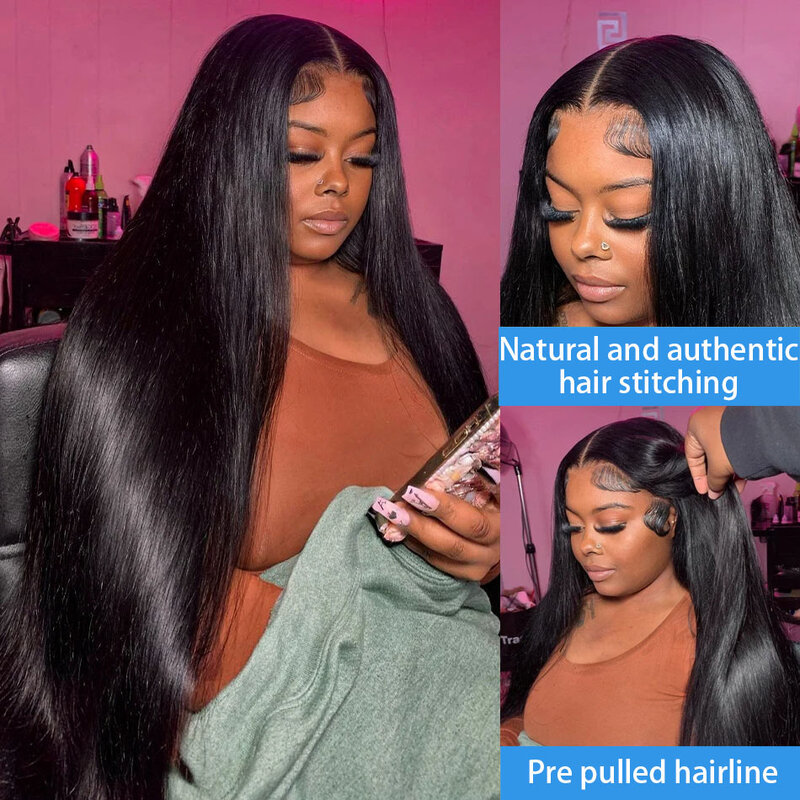 13x4 Bone Straight Lace Front Human Hair Wig 250 Densisty Brazilian 13x6 Straight Transparent Lace Frontal Wigs Women 30 32 Inch