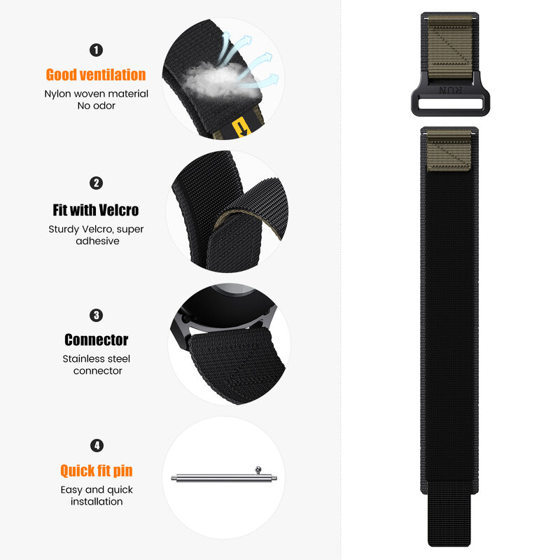 Correa de nailon para Samsung Galaxy Watch 4, pulsera de 20 y 22mm para Huawei Watch 3, GT2 Pro, GT2e, Huawei GT 2, 3, 46mm