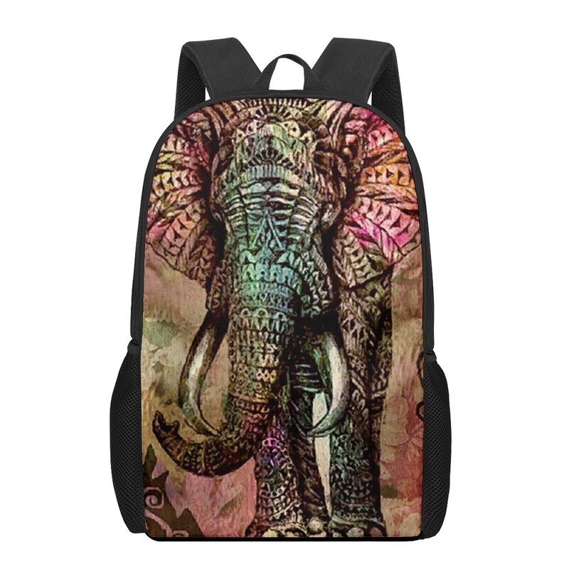 Школьный ранец ndian для подростков 16 дюймов, детский школьный рюкзак с принтом в виде слона и животных для мальчиков и девочек, школьная сумка для студентов
