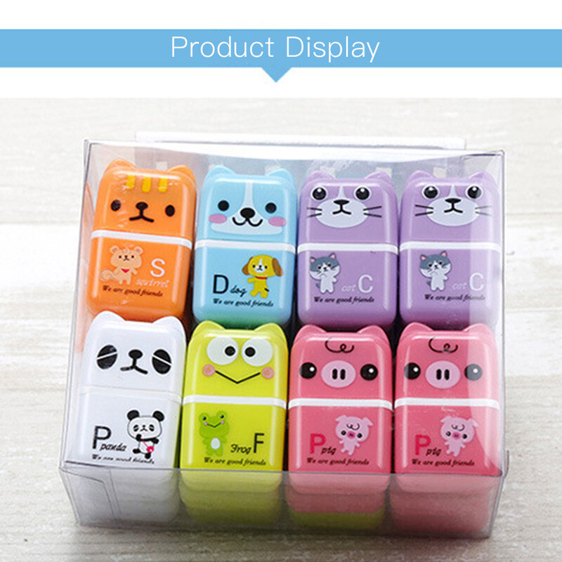 6pcs Cute Cartoon Roller Colorful Rectangle Eraser Rubber Students Stationery Kids Gift School Office Correction Supplies Eraser