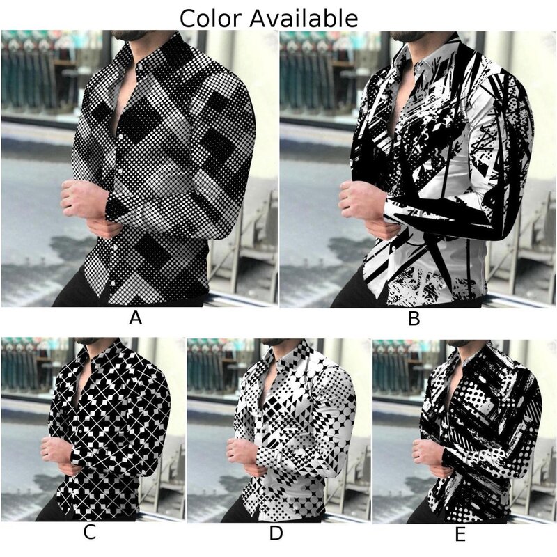 T-shirt Shirt Casual Daily Band Collar Button Down Casual Dress Up Fitness Mens Muscle Party T Printed Fashion