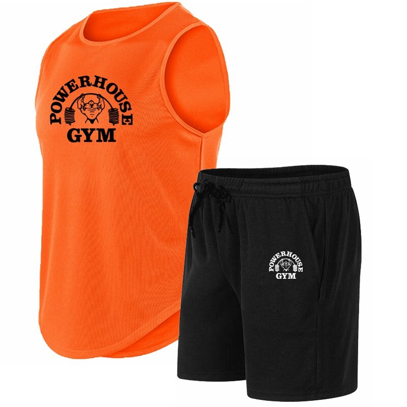 New Summer Mens Muscle Vest Sleeveless Bodybuilding Gym Workout Fitness Shirt High Quality Vest Hip Hop Sweatshirt suit