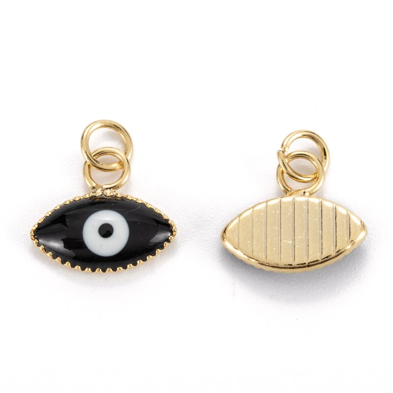 10pcs Brass Enamel Pendants Small Evil Eye Charms Real 18K Gold Plated for Jewlery Making DIY Bracelet Necklace Accessories