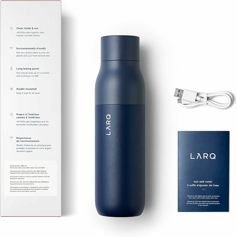 LARQ-زجاجة ماء من الفولاذ المقاوم للصدأ مع جهاز تنقية مياه الأشعة الفوق بنفسجة ، زجاجة بوريفيس ، تنظيف ذاتي ، معزول ، حائز على جوائز ، 25 أونصة