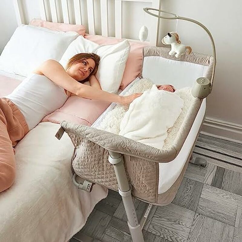 Durmiente portátil para dormir más seguro, cuna de cama más estatuilla colgante, música y ruedas integradas, niña y niño Unisex