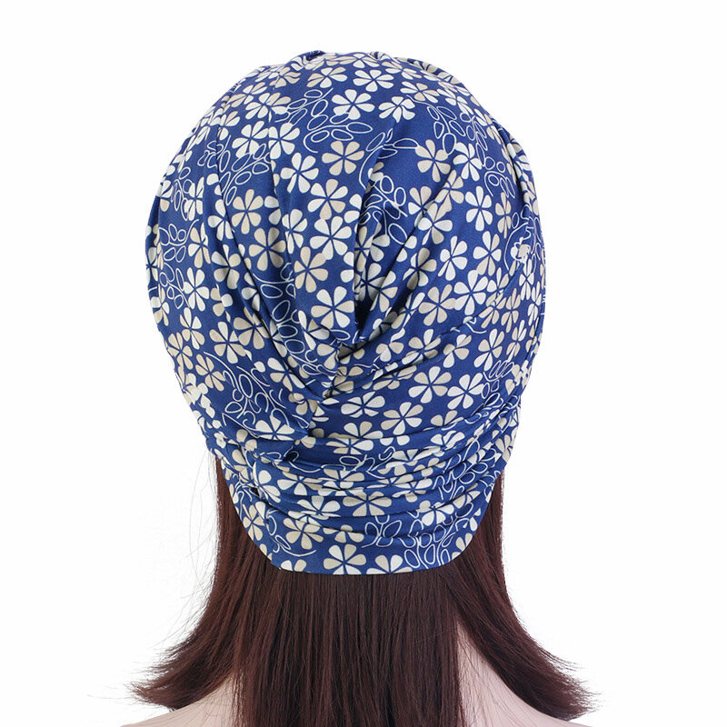 Indian Muslim Women Printed Chemo Cap Braid Turban Headwear Hijab Beanie Bonnet Hat Hair Loss Boho Ethnic Headscarf Wrap Cover