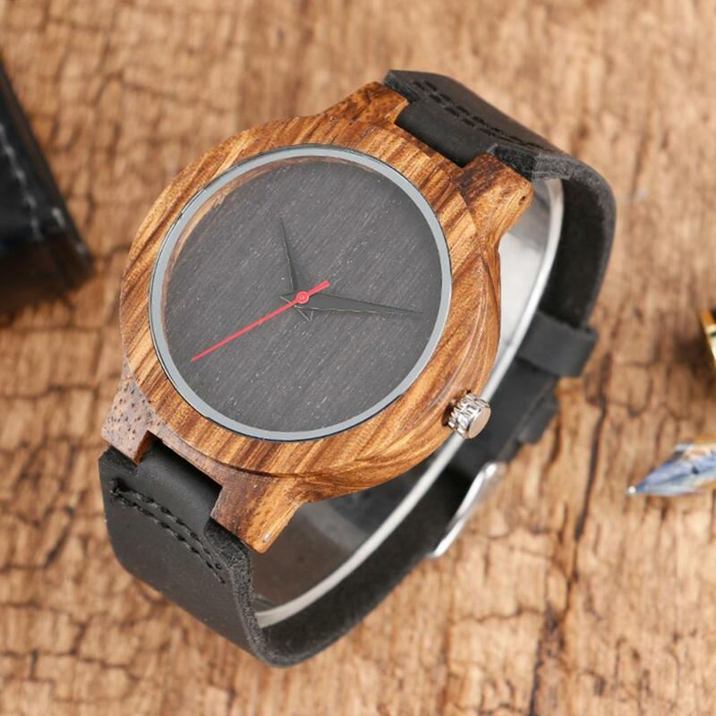 Unisex Top Gift Dial Natural Bamboo Wood Watch Men Women Genuine Leather Wooden Clock Male Reloj Mujer Relogio Feminino