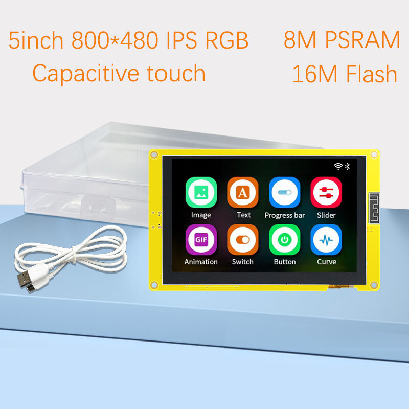 ESP32-S3 HMI 8M PSRAM 16M Flash Arduino LVGL WIFI & Bluetooth 5 "IPS 800*480 Layar Tampilan Pintar 5.0 Inci Modul TFT LCD RGB